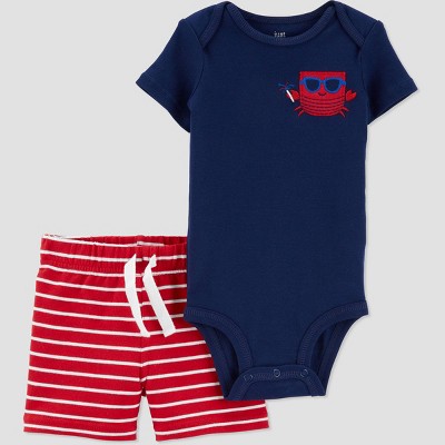 Image of Baby Boys' Crab 2pc Top & Bottom Set - Just One You® made by carter's Red/Blue 9M