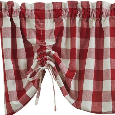 Farmhouse Red and Cream Buffalo Check Rod Pocket Valance 60"