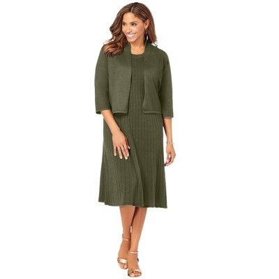 Jessica London Women's Plus Size 2-Piece Sweater Jacket Dress