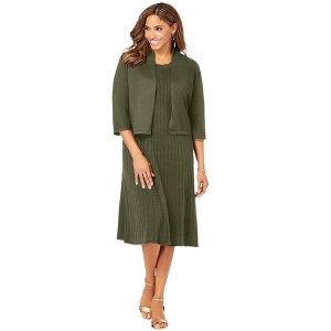 Jessica London Women's Plus Size 2-Piece Sweater Jacket Dress - 1 of 4