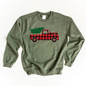 Simply Sage Market Plaid Christmas Truck Sweatshirt - 1 of 4
