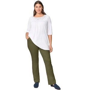 ellos Women's Plus Size Classic Stretch Chino - 1 of 4