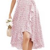 Women Pleated Elastic High Waist Maternity Midi Skirt Casual Summer Ruffle Boho Wrap Split Skirt - 3 of 4