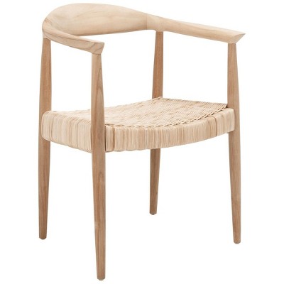 Natural Teak and Rattan Mid-Century Accent Chair