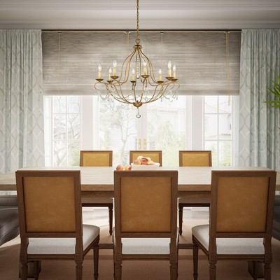 Mini Chesterfield 8-Light Antique Gold Leaf Candle Chandelier