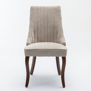 COWLOWN Set of 2 Upholstered Dining Chairs, Channel-Tufted Chairs with Curved Wood Legs - 1 of 4