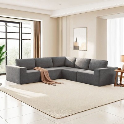 NicBex Couches for Living Room 116" L Shape Sectional Sofa Couch Corduroy Free Combination Upholstered 6-seater Sleeper Couch Set