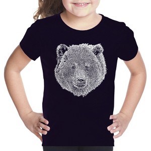LA Pop Art Girl's Word Art T-shirt - Bear Face - 1 of 4