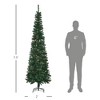 7.5 Foot Pencil Artificial Christmas Tree, Slim Pine Needles Xmas Tree with Realistic Branches, Pine Cones, Metal Base, Green - 3 of 4