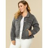 Agnes Orinda Women's Plus Size Classic Denim Long Sleeve with Pockets Fashion Jean Jackets - 3 of 4