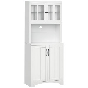 Kitchen Hutch, 70" Pantry Cabinet with Glass Framed Door, Storage Cabinet with Adjustable Shelves and Microwave Space for Dining Room - 1 of 4