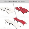 Tangkula 2PCS Outdoor Patio Rattan Wicker Lounge Chair Chaise Folding W/ Reversible Cushions Red & White - 4 of 4