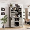 70'' Tall Farmhouse Coffee Bar Cabinet with Sliding Barn Door, Tall Sideboard Buffet with Glass Holder, Wine Bar Cabinet for Dining Room, Home Bar - 2 of 4