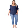 Agnes Orinda Women's Plus Size Notch V Neck Ruffle Short Sleeve Pleated Casual T-Shirts - 3 of 4