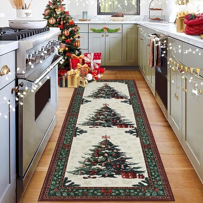 TackView Christmas Tree Area Rugs for Living Room Bedroom,Dining Room Washable Area Rug Non-Slip Non Skid Large Non Slip Xmas