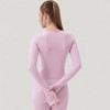 Anna-Kaci Active Women's Long Sleeve Ribbed Knit Fitted Top with Asymmetrical Neckline and Thumbhole Cuffs - 3 of 4