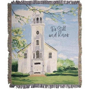 Manual Woodworks and Weavers Inspirational Throw – Woven Cotton “Be Still” Design - 1 of 3