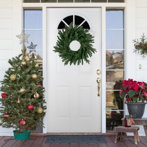 Northlight Real Touch™ Pre-Lit Grande Spruce Artificial Christmas Wreath - 24" - Clear Lights - 1 of 4