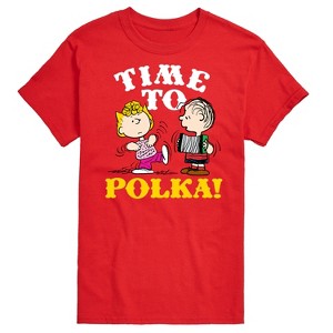 Men's - Peanuts - Sally and Linus Oktoberfest Time To Polka Short Sleeve Graphic T-Shirt - 1 of 4