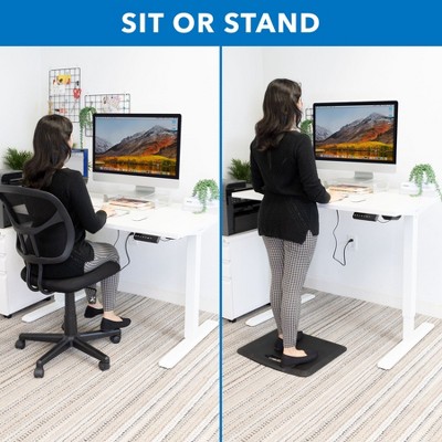 Electric Adjustable Height Sit-Stand Desk with Power Outlet, White Steel
