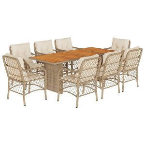 vidaXL Garden Dining Set Beige Poly Rattan Large UV-resistant materials - 1 of 4