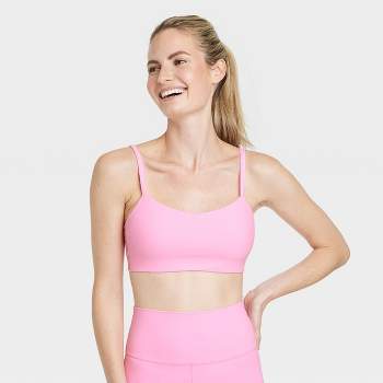 Women's Light Support V-neck Crop Sports Bra - All In Motion™ Light Pink M  : Target