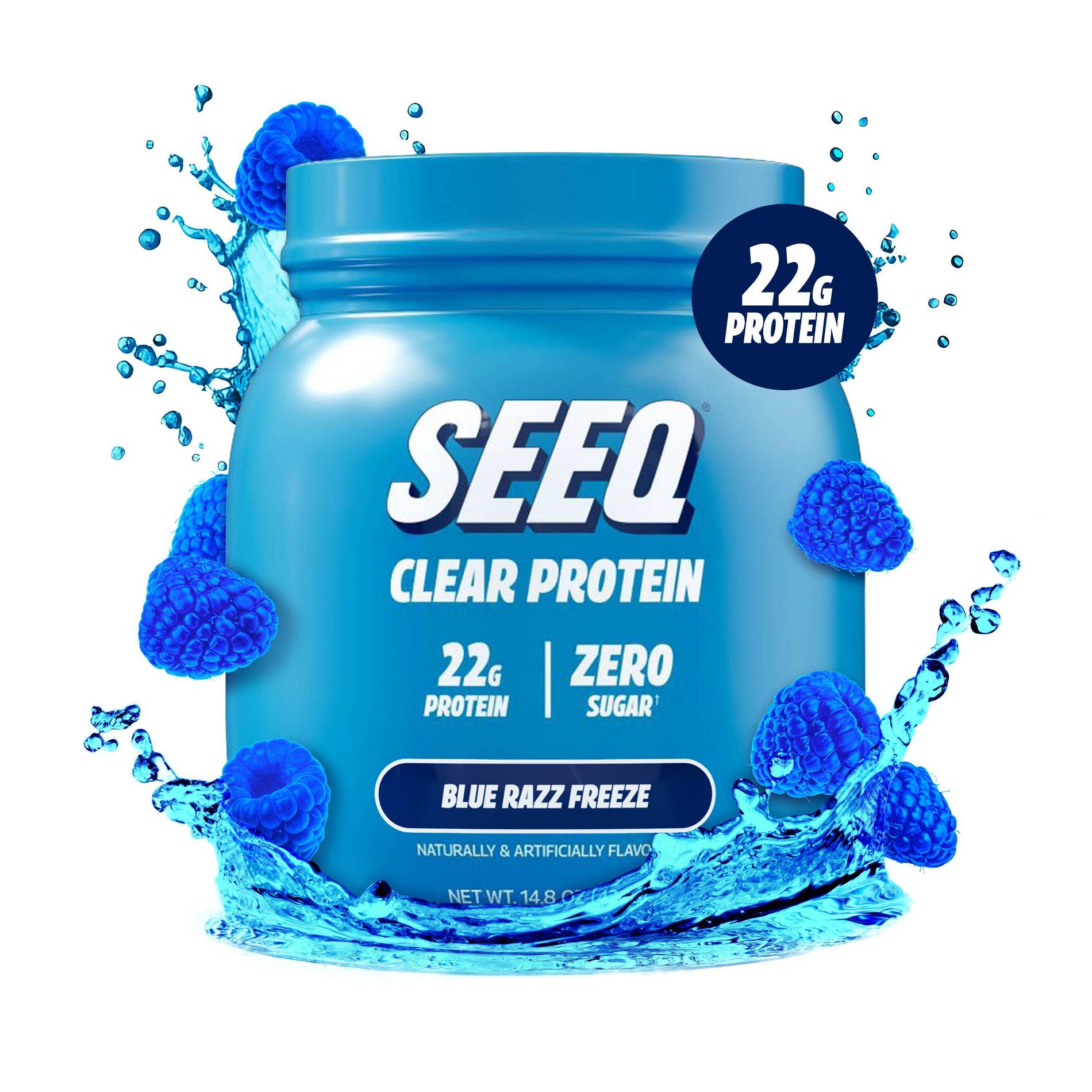 Seeq Clear Protein Powder - Blue Razz Freeze - Whey Protein Isolate - 15 Servings