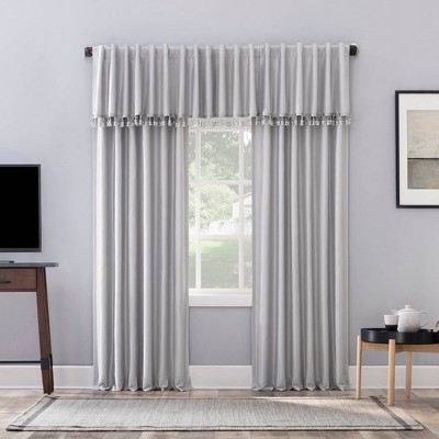 Chrome Gray Faux Silk Blackout Back Tab Curtain Panel