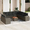 vidaXL Patio Sofa Set with Cushions Outdoor Furniture 10 Piece Poly Rattan - Gray - 2 of 4