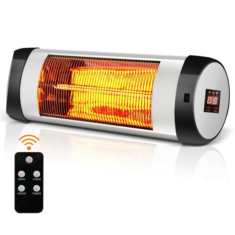 Costway Wall-Mounted Electric Heater Patio Infrared Heater W/ Remote Control, 1 of 11