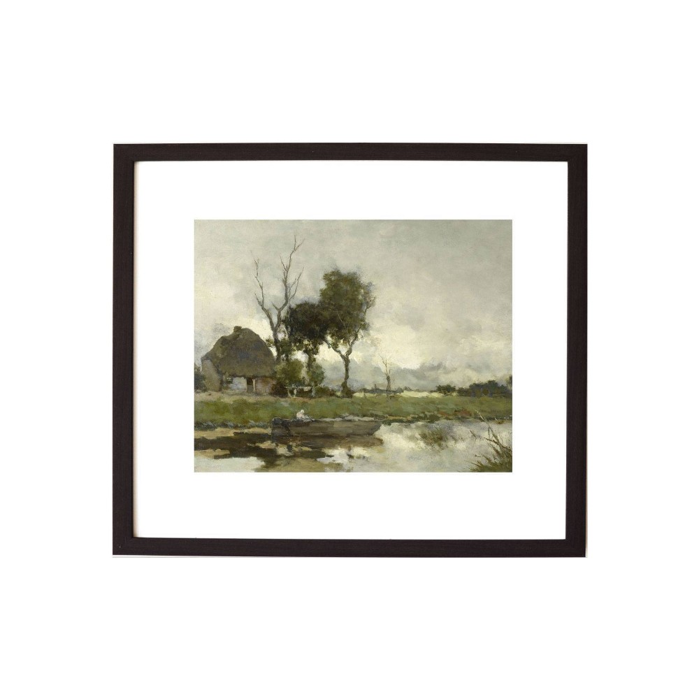 Photos - Other Decoration 10" x 8" Autumn Landscape Antique Art Black - Petal Lane: Vintage Style Canvas, Framed Digital Art, Vertical Wall Decor