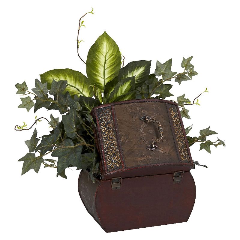 Nearly Natural African Violet, Dieffenbachia &amp; Ivy w/Chest Silk Plant, 4 of 5
