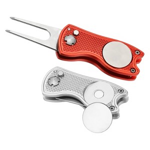 Unique Bargains Foldable Metal Magnetic Ball Marker Golf Divot Repair Tool 2 Pcs - 1 of 4