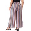 Agnes Orinda Women's Plus Size Boho Palazzo Elastic Waist Stripe Wide Leg Lounge Pants - 4 of 4