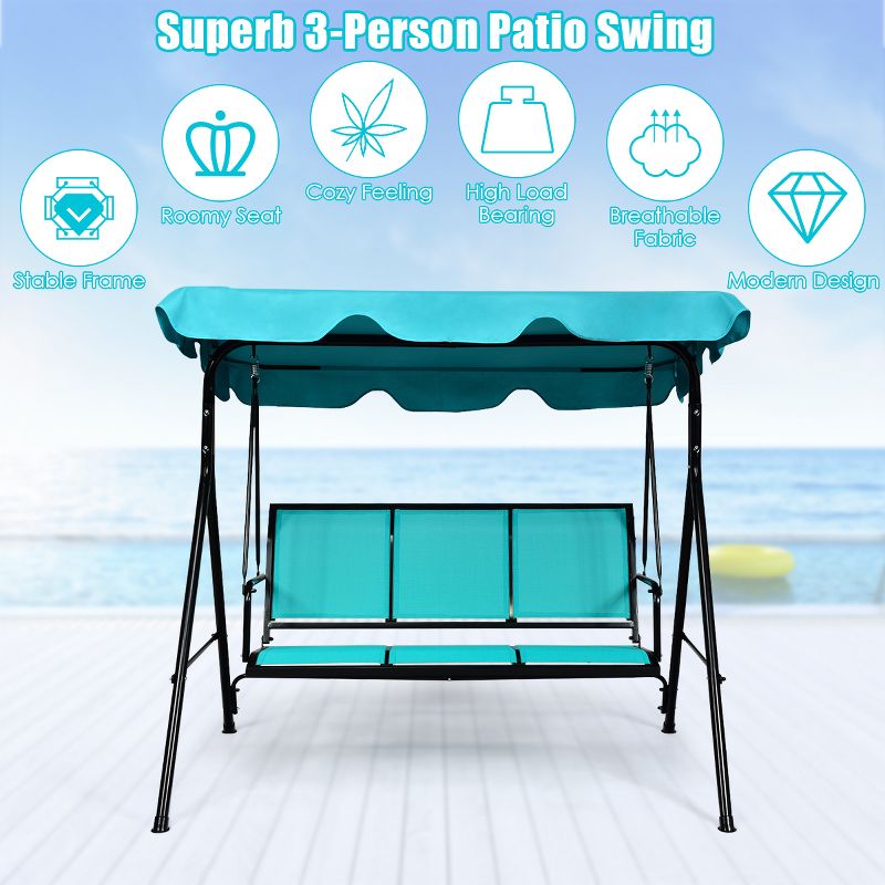 Costway 3 Person Patio Swing Canopy Yard Furniture, 4 of 12