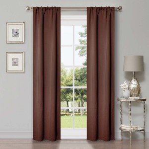 Classic Modern Solid Room Darkening Semi-Blackout Curtains, Rod Pocket, Set of 2 by Blue Nile Mills - 1 of 4