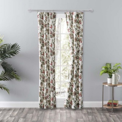 Madison Floral Brick Cotton Polyester Rod Pocket Curtain Panel Pair