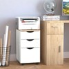 HOMCOM 3-Drawer Storage Cabinet with Wheels for Home Office, White - 3 of 4