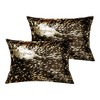 HomeRoots Set of Two 12" X 20" Chocolate and Gold Abstract Cowhide Lumbar Throw Pillows with Glitter - 4 of 4