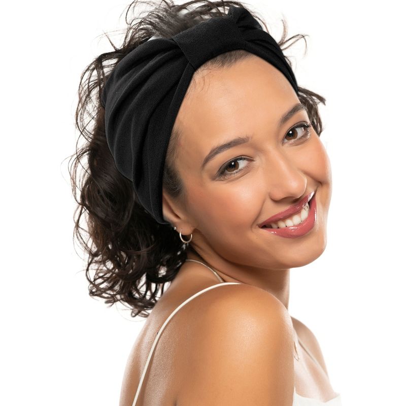 Unique Bargains Women's Yoga Hair Scarfs Bohemia Head Wraps 5.31" Wide Black 4 Pcs, 2 of 7