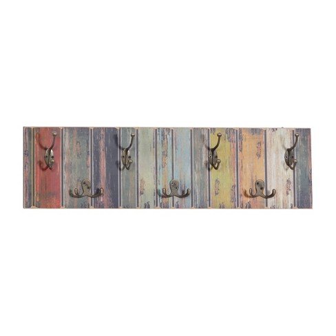 8x29 Wood Wooden Stick 7 Hanger Wall Hook Brown - Olivia & May : Target
