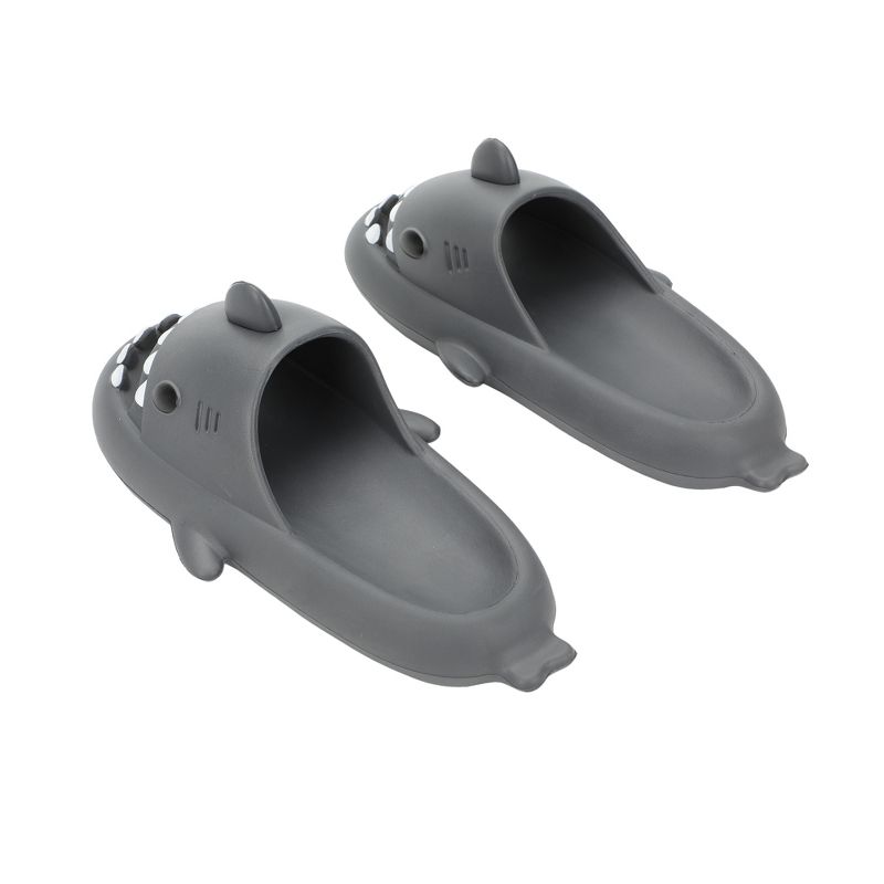 Shark-Themed Men's Gray Single Molded Slide Sandals, 2 of 7