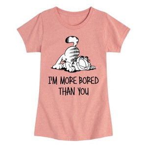 Girls' - Garfield - More Bored Than You Fitted Short Sleeve Graphic T-Shirt - 1 of 4