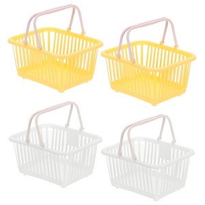 Unique Bargains Plastic Grocery Shopping Toy Organizing Mini Decorative Baskets 6.3" x 3.5" x 5.1" 4 Pcs - 1 of 4