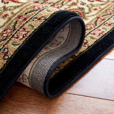 Lyndhurst Black and Beige Round Synthetic Area Rug