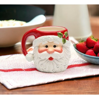 Festive Santa Claus Ceramic Holiday Mugs Set of 4