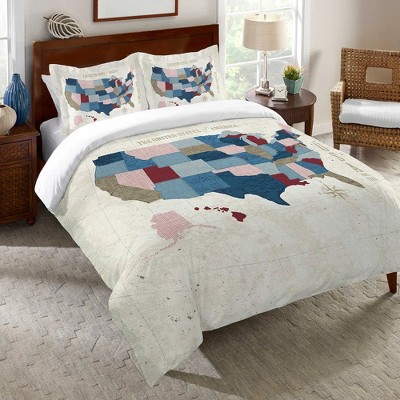 Laural Home Modern Vintage Map King Duvet Cover