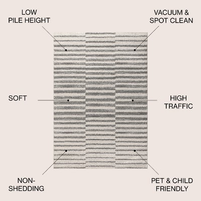 Modern Stripe Gray and Ivory Synthetic 3' x 5' Area Rug