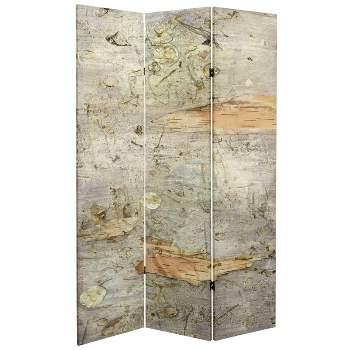 6" Double Sided Pale Forest Canvas Room Divider Gray - Oriental Furniture