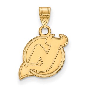 Black Bow Jewelry 14k Yellow Gold New Jersey Devils NHL Small Pendant - 1 of 3